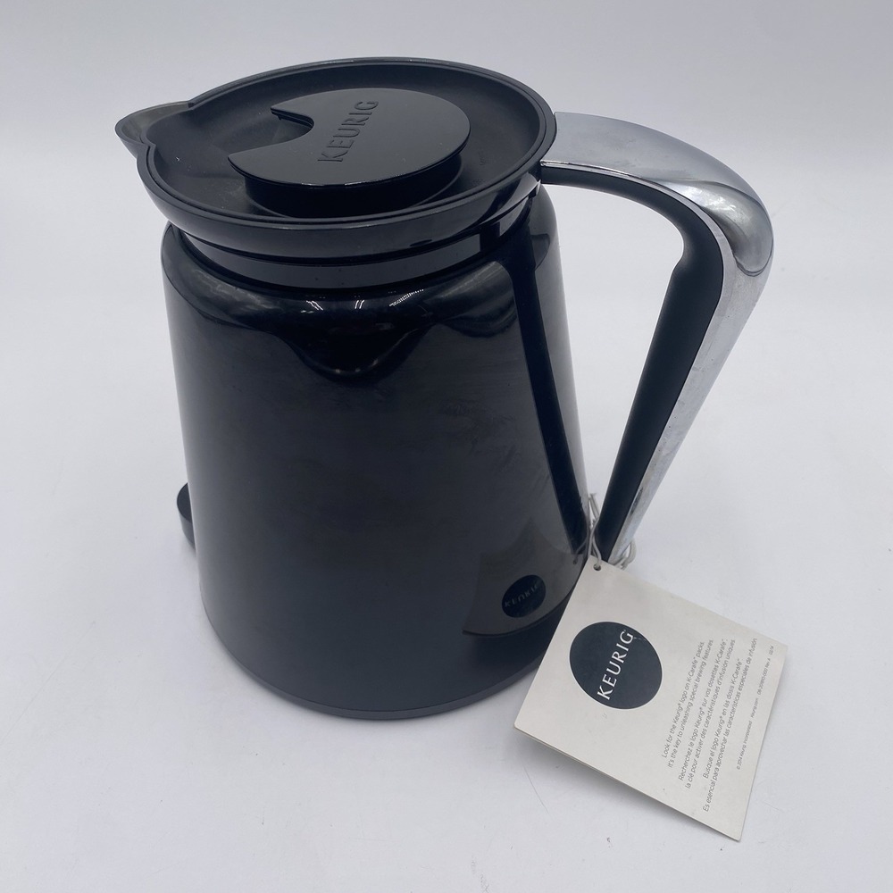 Keurig 2.0 Black K-Carafe Pitcher & Lid‎ Coffee Pot Replacement-Stainless Handle
